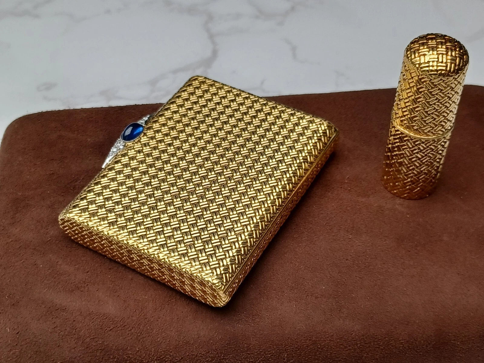 Seltene Van Cleef & Arpels Puderdose & Lippenstifthülle – 18K Gold – 0913CO BD08