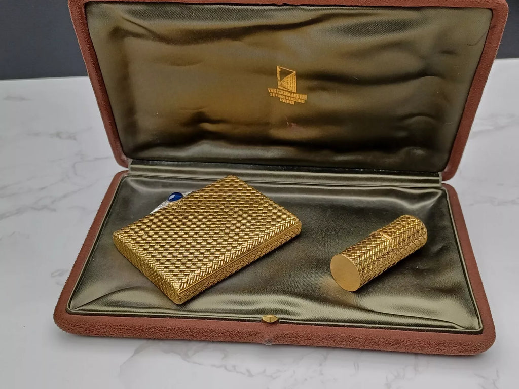 Seltene Van Cleef & Arpels Puderdose & Lippenstifthülle – 18K Gold – 0913CO BD08