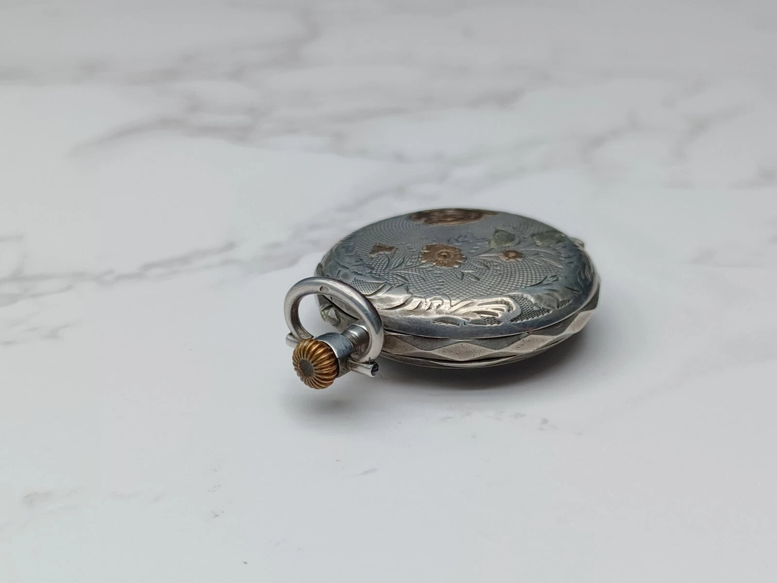 Antike vergoldete Taschenuhr aus massivem Silber