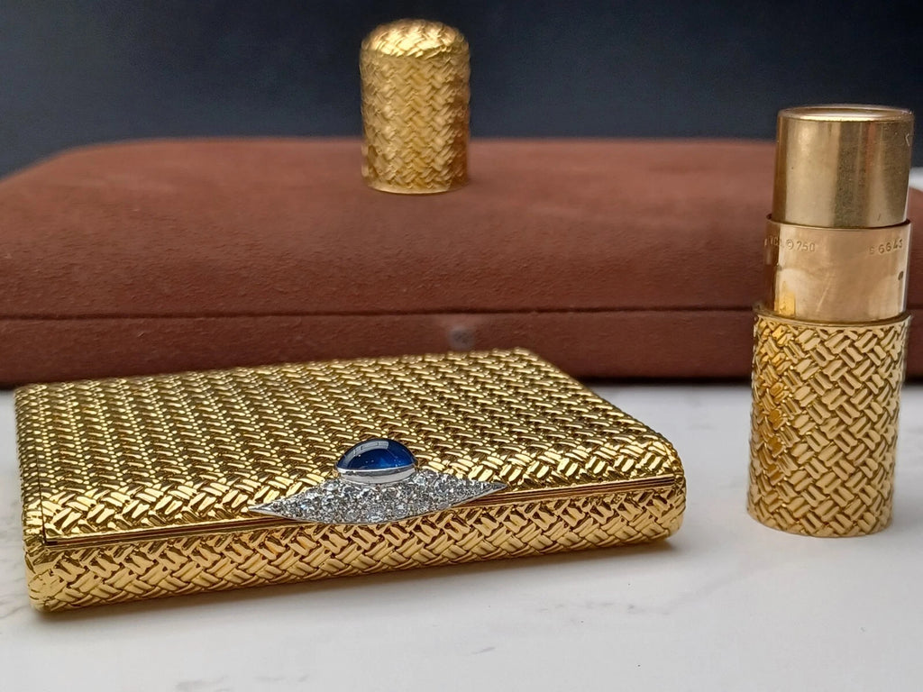 Seltene Van Cleef & Arpels Puderdose & Lippenstifthülle – 18K Gold – 0913CO BD08