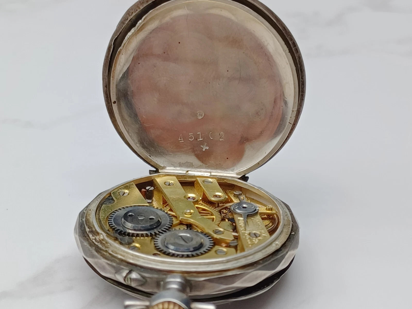 Antike vergoldete Taschenuhr aus massivem Silber