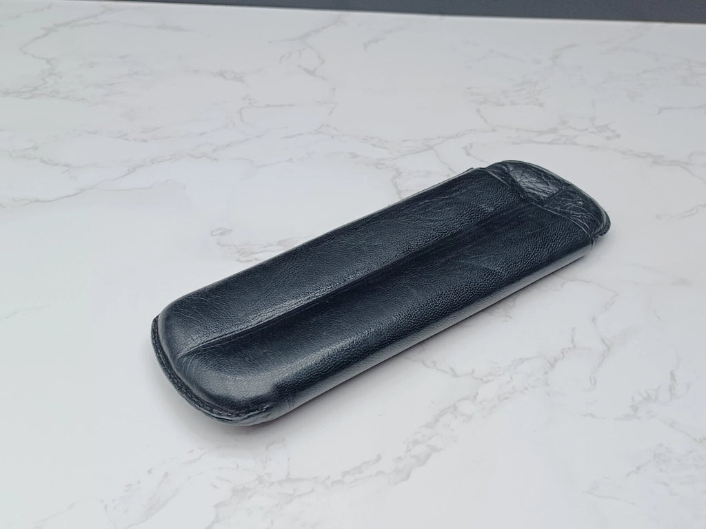 Schönes Vintage Zigarrenetui - Schwarzes Leder - AM10-1581