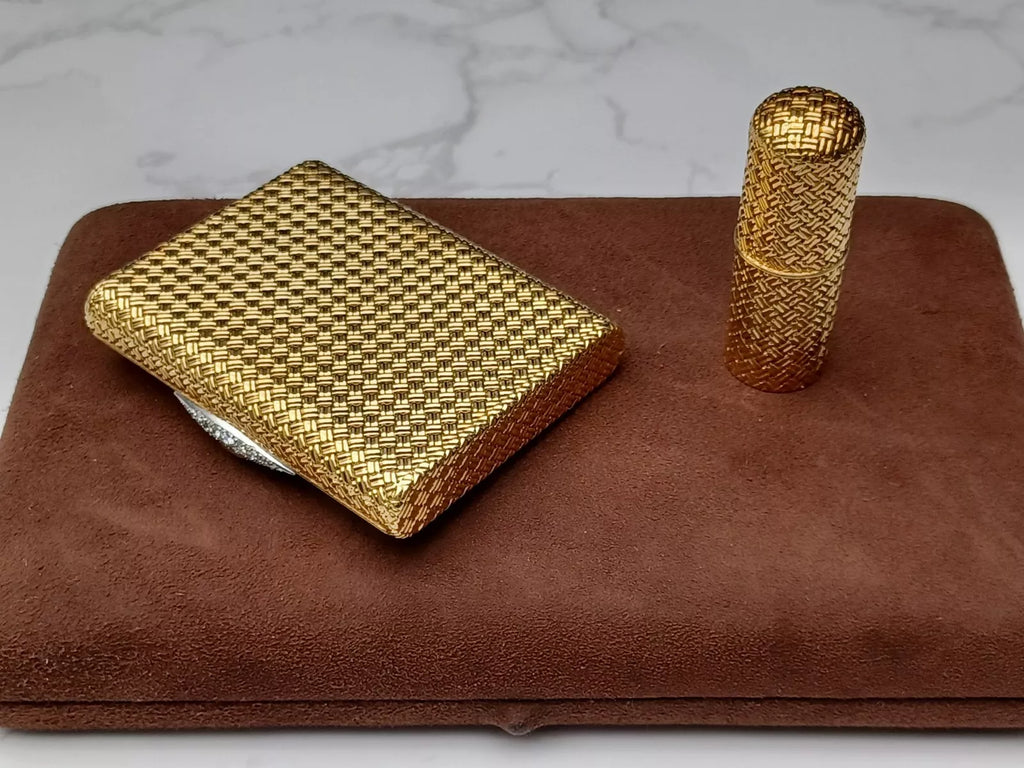 Seltene Van Cleef & Arpels Puderdose & Lippenstifthülle – 18K Gold – 0913CO BD08