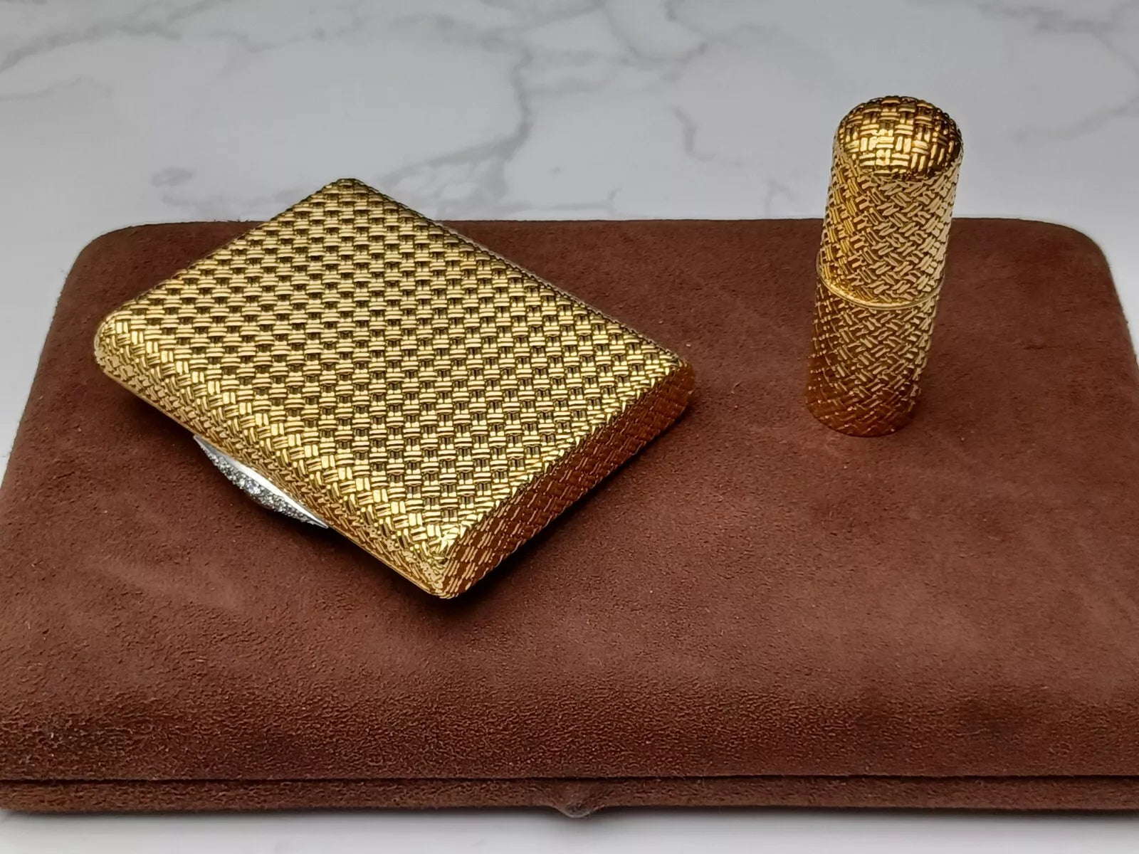 Seltene Van Cleef & Arpels Puderdose & Lippenstifthülle – 18K Gold – 0913CO BD08
