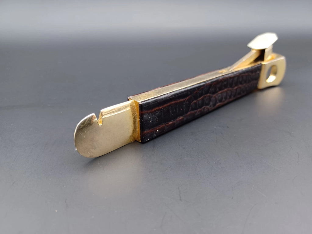 Schöner Solingen Zigarrenschneider - braunes Leder - Made In Germany - AG14-880