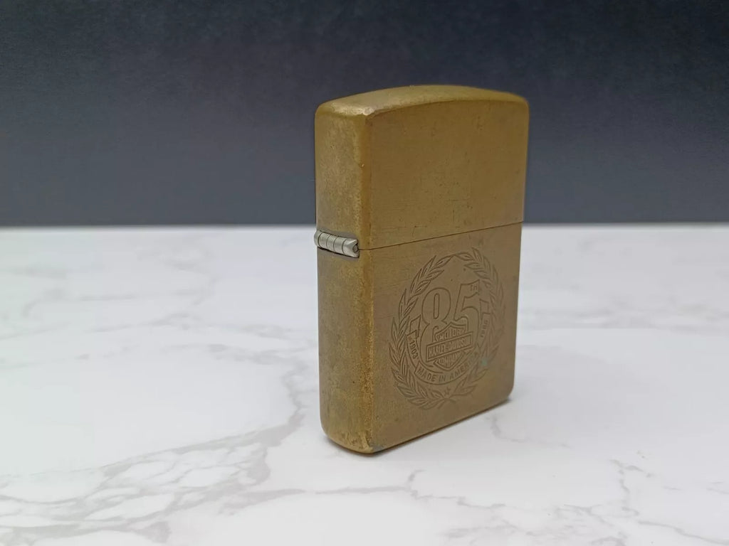 Very Rare BRASS ZIPPO Lighter - 85TH HARLEY DAVIDSON - 1932/1991 - AG08-1595