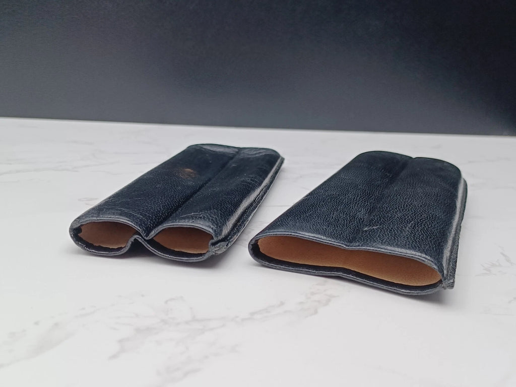 Schönes Vintage Zigarrenetui - Schwarzes Leder - AM10-1581