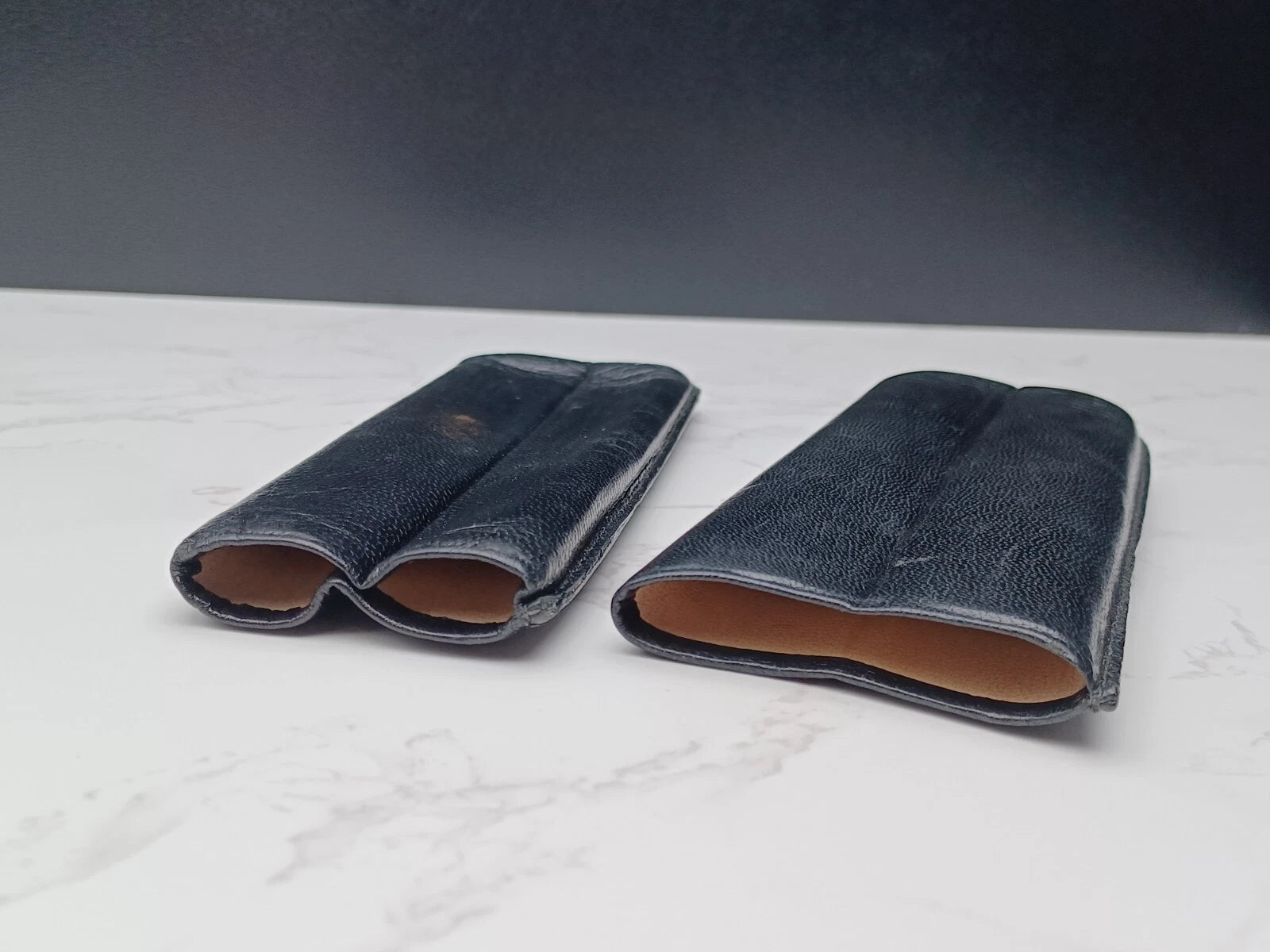 Schönes Vintage Zigarrenetui - Schwarzes Leder - AM10-1581