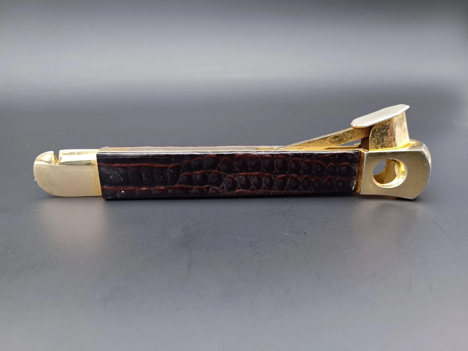 Nice Solingen Cigar Cutter - Brown Leather - Made In Germany - AG14-880