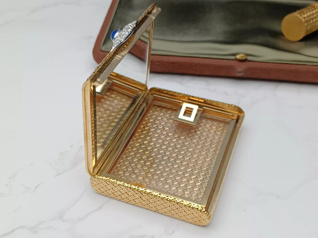 Seltene Van Cleef & Arpels Puderdose & Lippenstifthülle – 18K Gold – 0913CO BD08