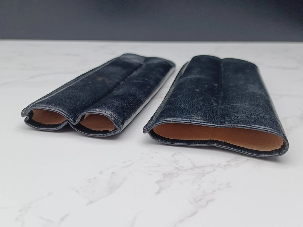 Schönes Vintage Zigarrenetui - Schwarzes Leder - AM10-1581