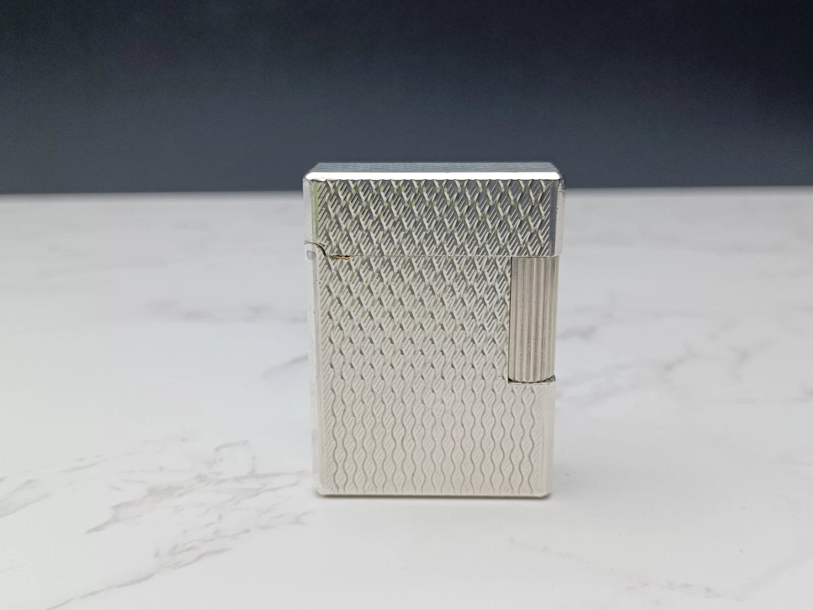 NICE S.T. DUPONT Feuerzeug Line 1 / L1 BR Gas – Versilbert – Gewartet-AC03-1763