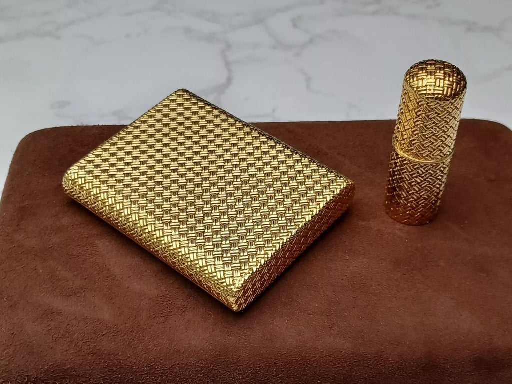 Seltene Van Cleef & Arpels Puderdose & Lippenstifthülle – 18K Gold – 0913CO BD08