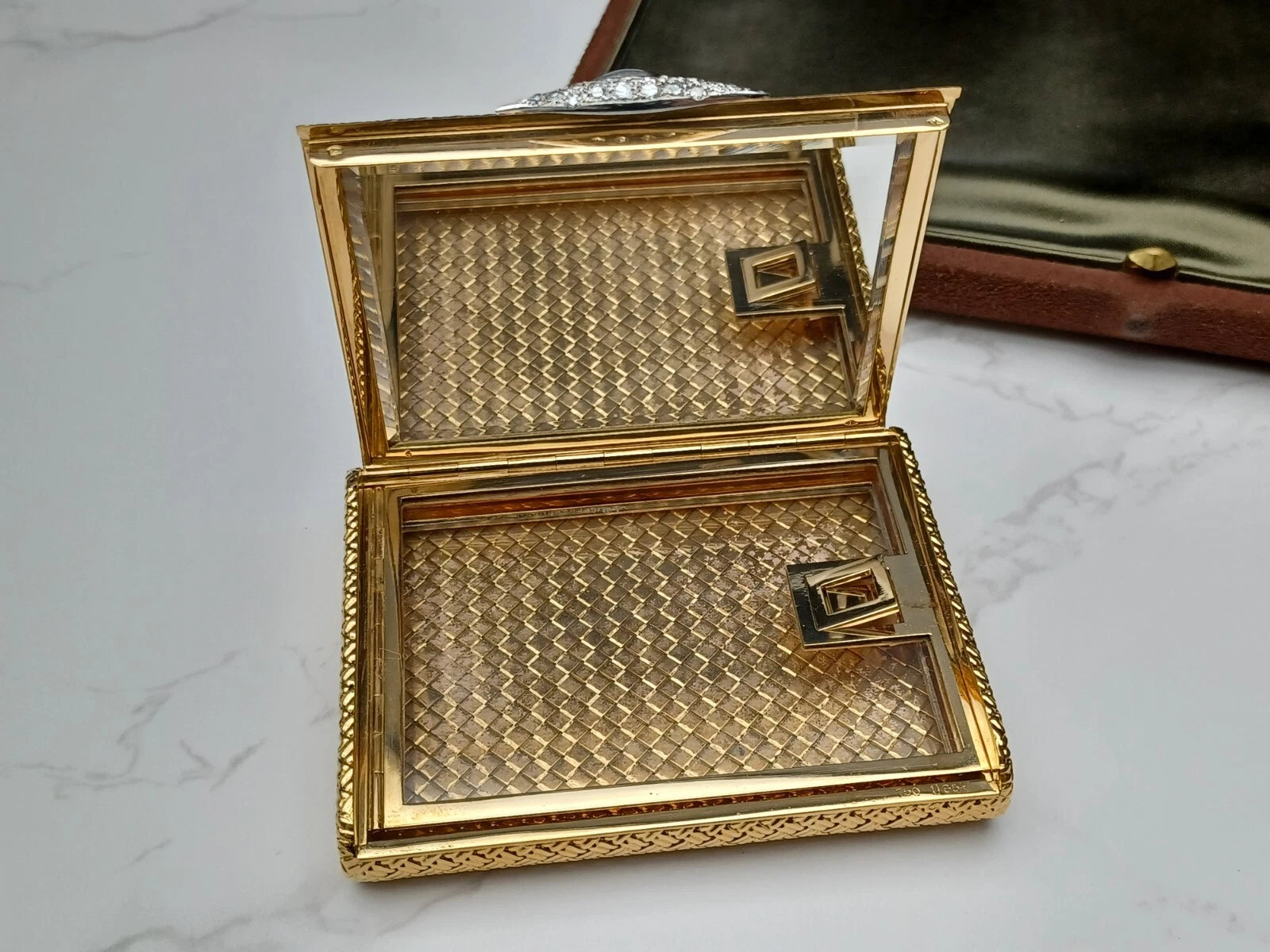 Seltene Van Cleef & Arpels Puderdose & Lippenstifthülle – 18K Gold – 0913CO BD08