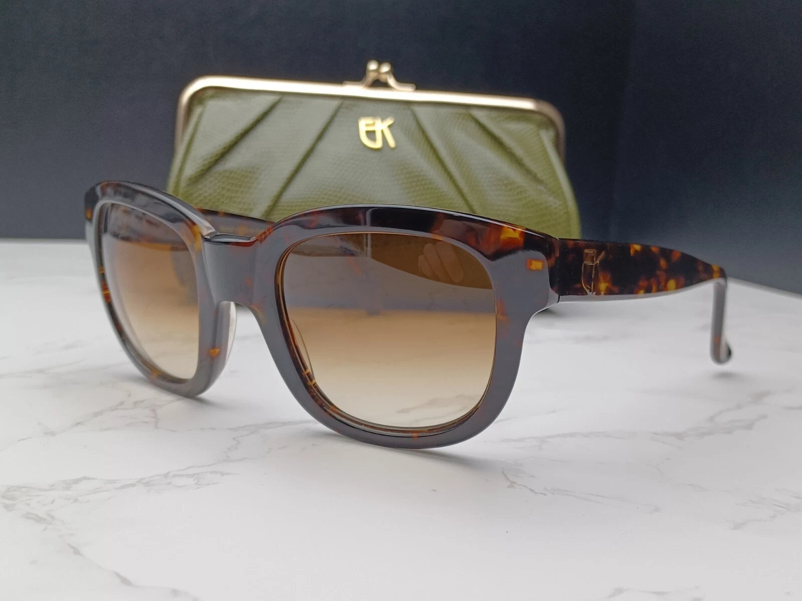 EMMANUELLE KHANH " VINTAGE " EK5051 - Brown Scale Sunglasses -New - Old Stock