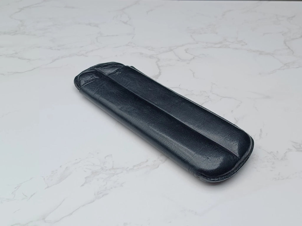 Schönes Vintage Zigarrenetui - Schwarzes Leder - AM10-1581