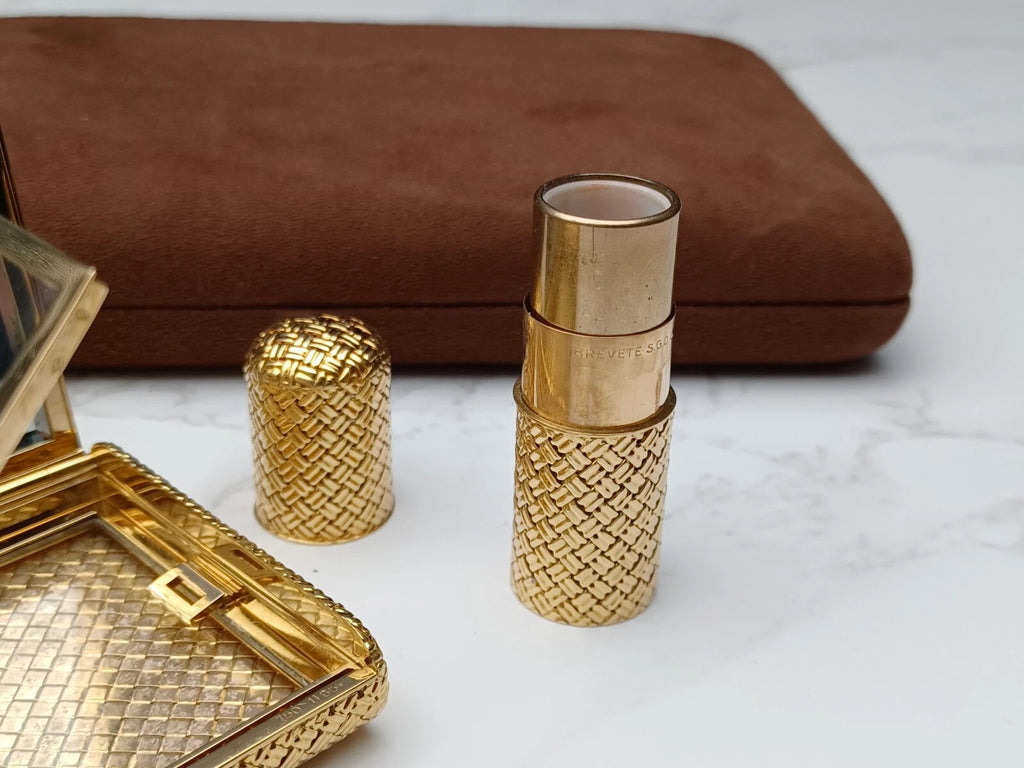 Seltene Van Cleef & Arpels Puderdose & Lippenstifthülle – 18K Gold – 0913CO BD08