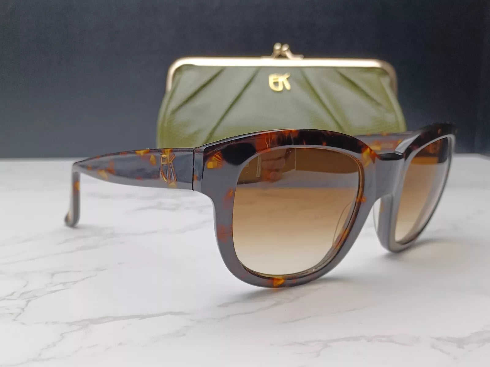 EMMANUELLE KHANH " VINTAGE " EK5051 - Brown Scale Sunglasses -New - Old Stock