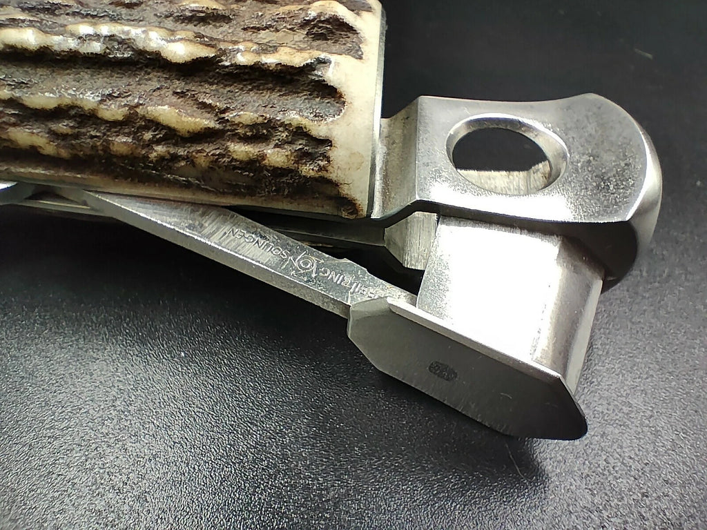 Schöner SOLINGEN " Donatus " - Tisch-Zigarrenschneider - Horn - 0796CO XL