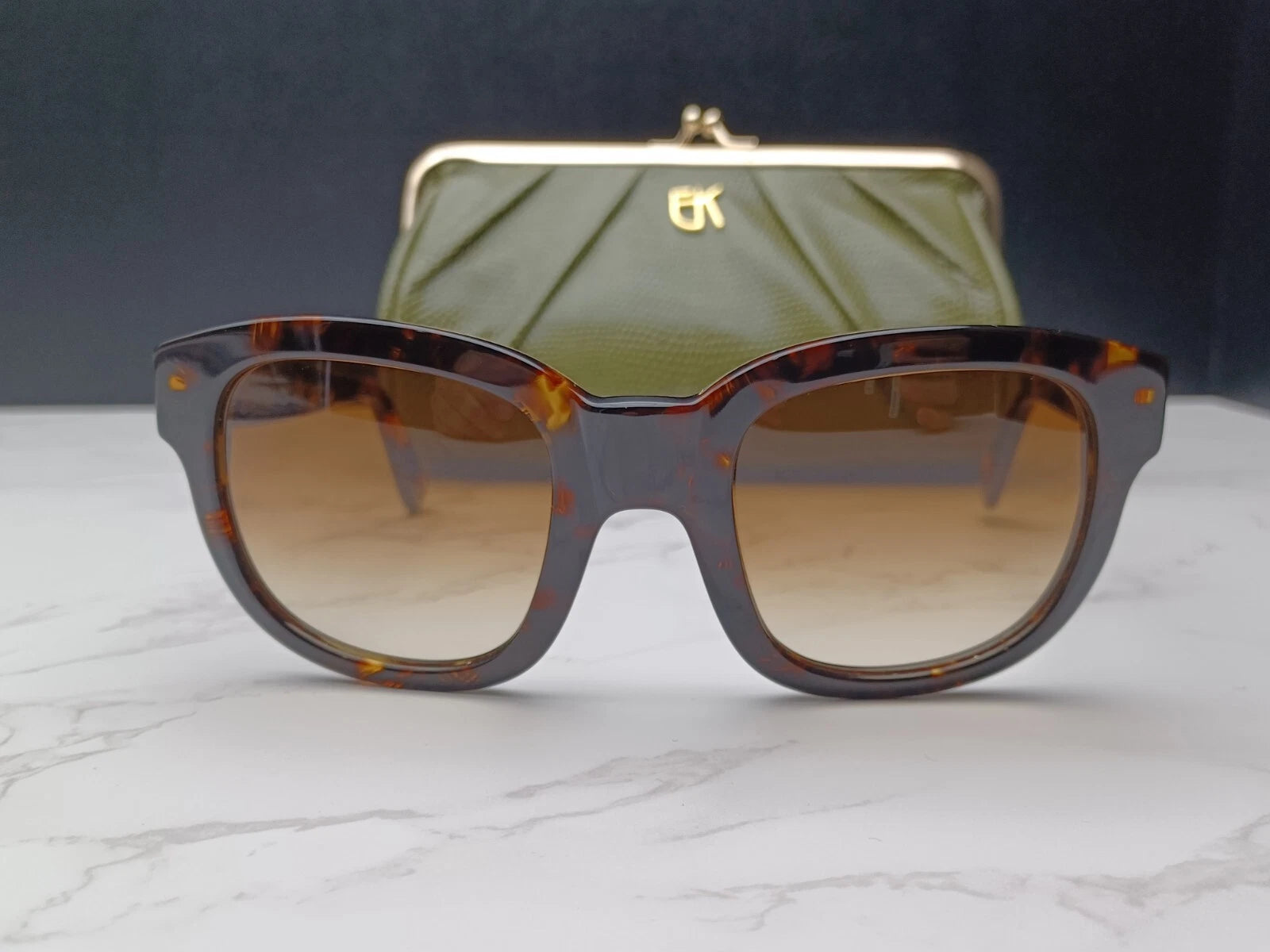 EMMANUELLE KHANH " VINTAGE " EK5051 - Brown Scale Sunglasses -New - Old Stock