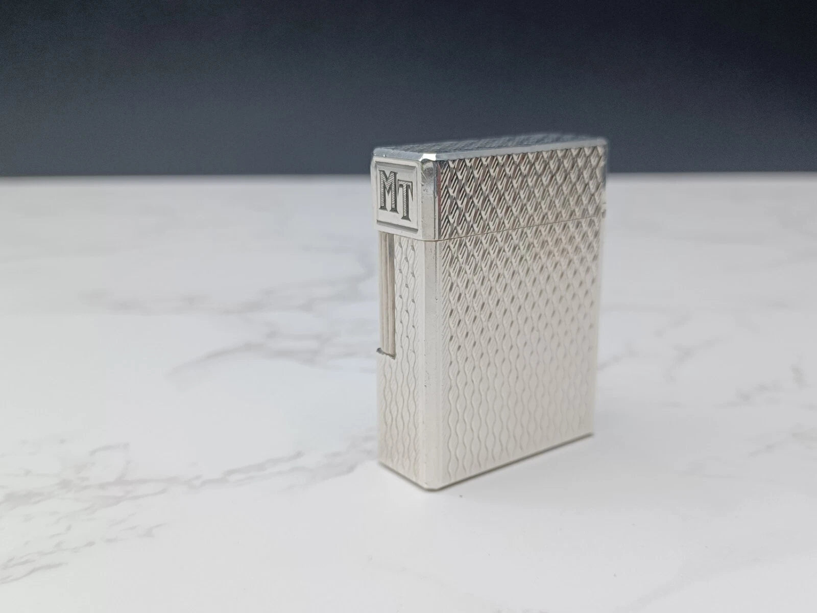 NICE S.T. DUPONT Feuerzeug Line 1 / L1 BR Gas – Versilbert – Gewartet-AC03-1763