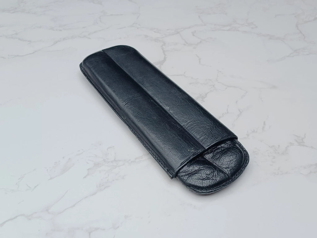 Schönes Vintage Zigarrenetui - Schwarzes Leder - AM10-1581