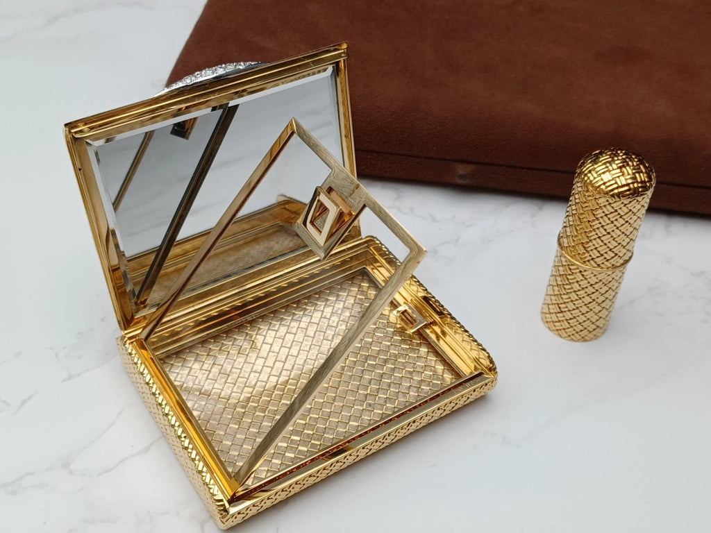 Seltene Van Cleef & Arpels Puderdose & Lippenstifthülle – 18K Gold – 0913CO BD08