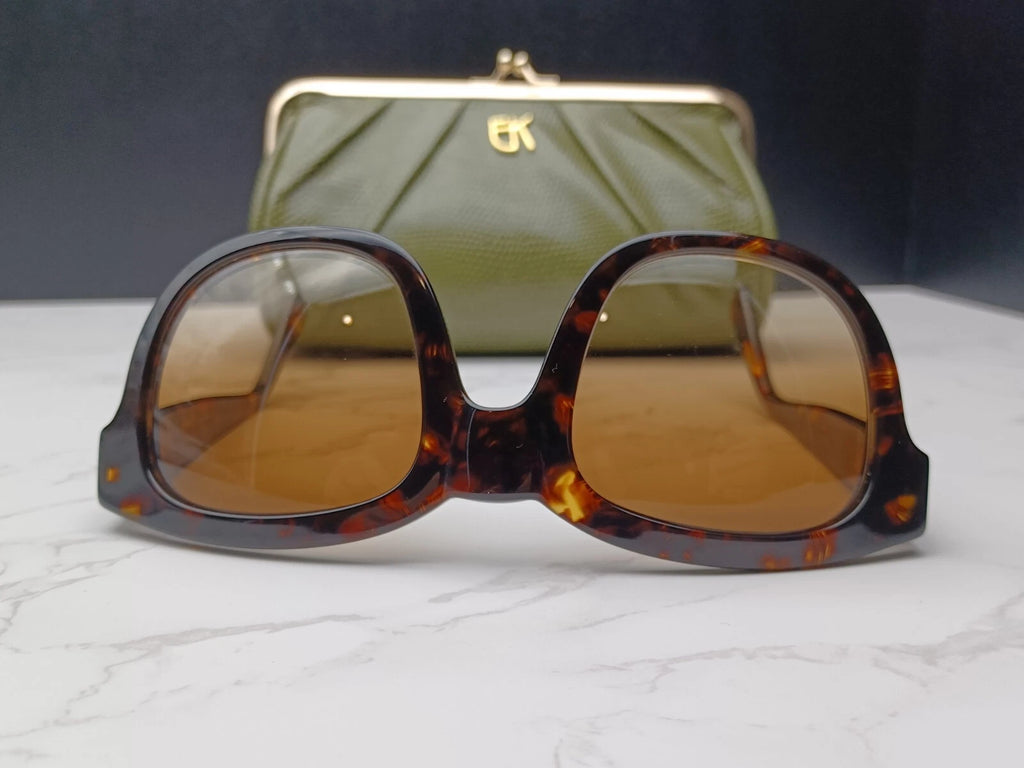 EMMANUELLE KHANH " VINTAGE " EK5051 - Braune Schuppen Sonnenbrille -Neu - Altbestand