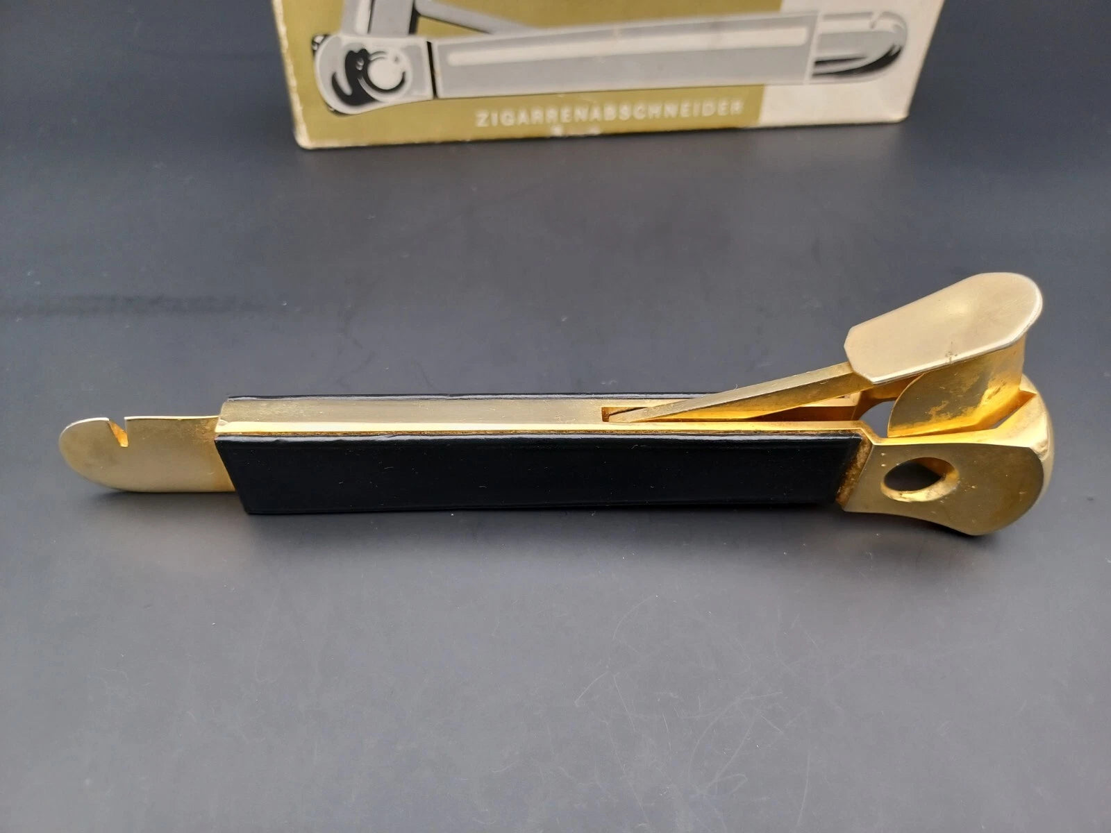 Solingen Zigarrenschneider mit Etui - Schwarzes Leder - Made in Germany - BB15-0945