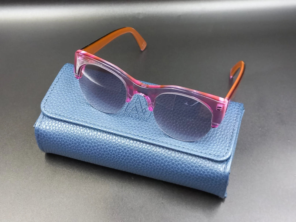 Schöne KIRK & KIRK „Jenny“ Rosa Lila Sonnenbrille – Mit Etui – New Old Stock ED