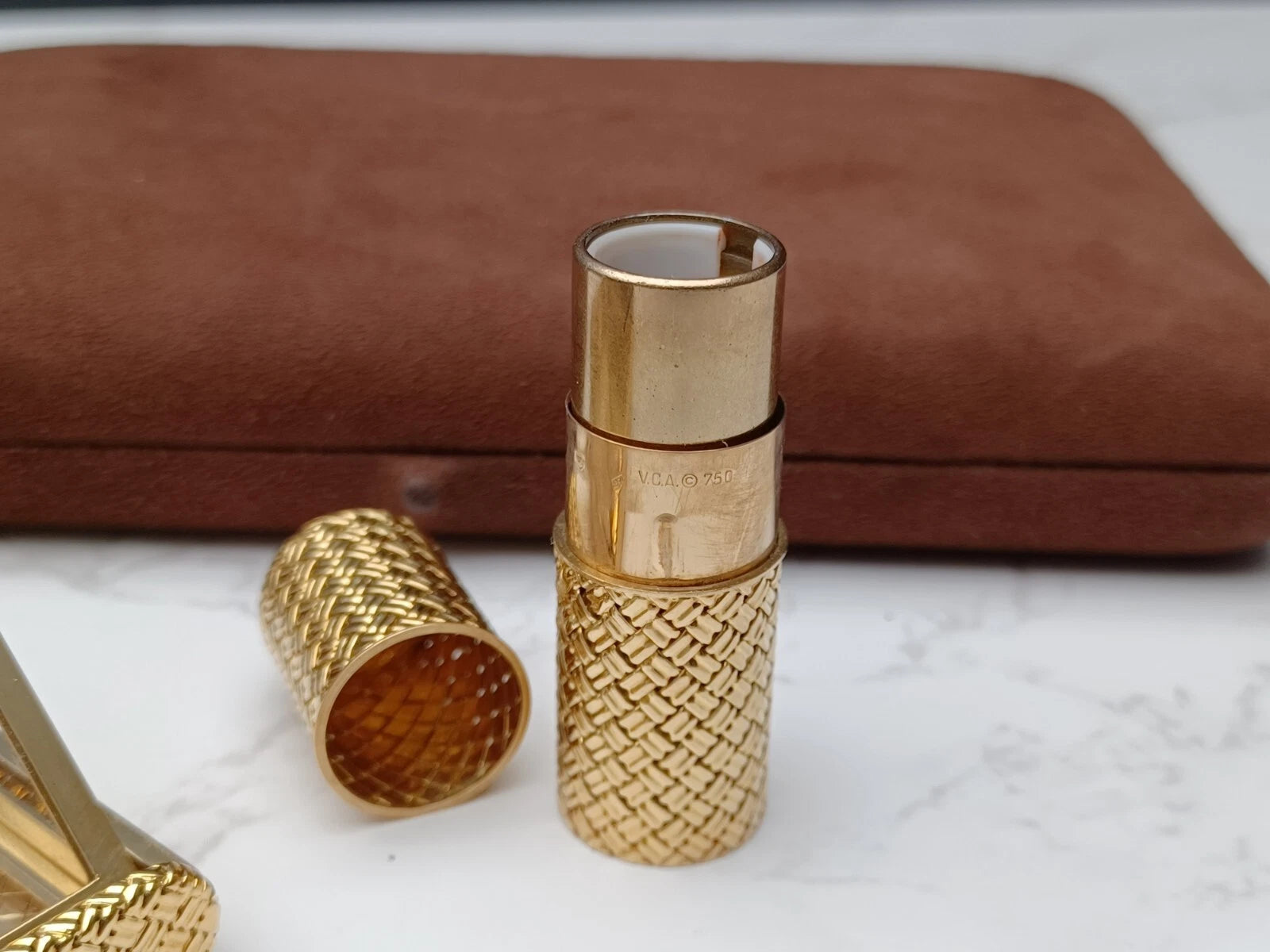Seltene Van Cleef & Arpels Puderdose & Lippenstifthülle – 18K Gold – 0913CO BD08