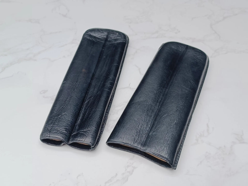 Schönes Vintage Zigarrenetui - Schwarzes Leder - AM10-1581