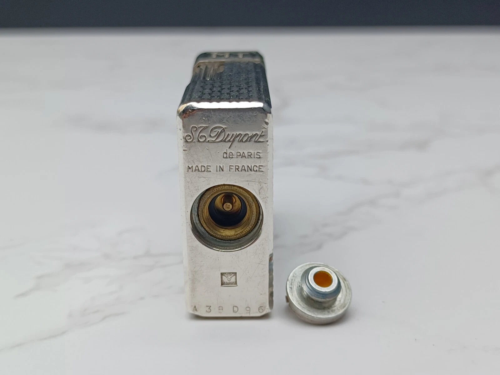 NICE S.T. DUPONT Feuerzeug Line 1 / L1 BR Gas – Versilbert – Gewartet-AC03-1763