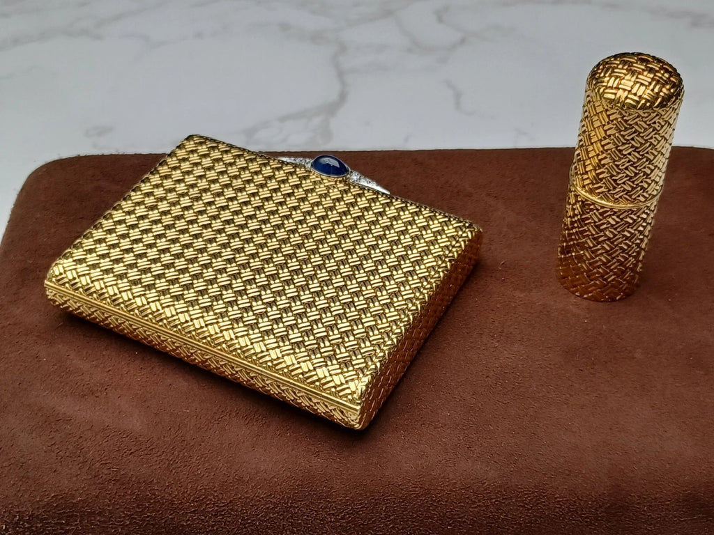 Seltene Van Cleef & Arpels Puderdose & Lippenstifthülle – 18K Gold – 0913CO BD08