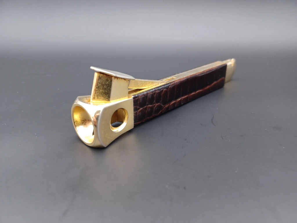 Schöner Solingen Zigarrenschneider - braunes Leder - Made In Germany - AG14-880