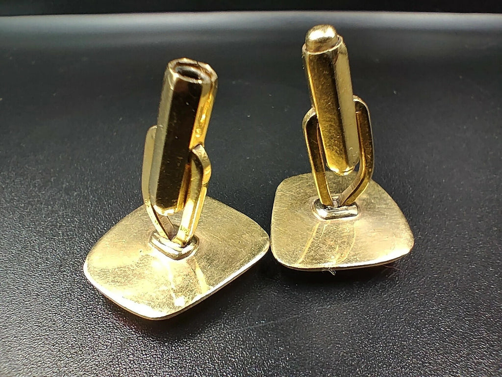 Schöne Manschettenknöpfe – Metall Gold & Grau Glas – Vintage Manschettenknöpfe – 0104ED – AH06