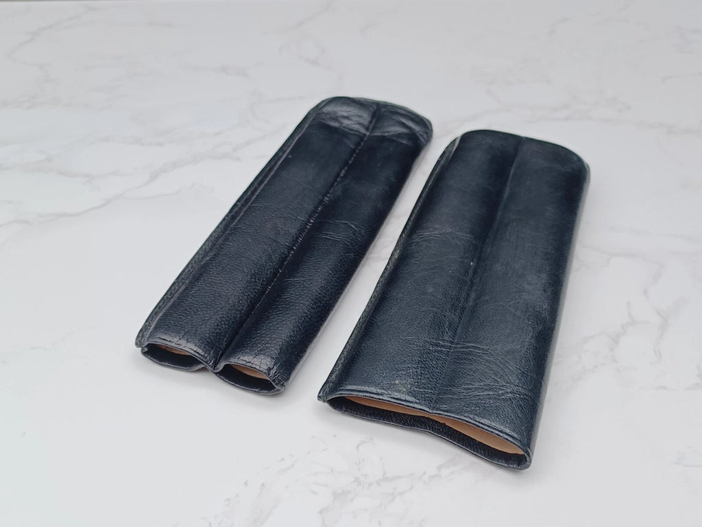 Schönes Vintage Zigarrenetui - Schwarzes Leder - AM10-1581
