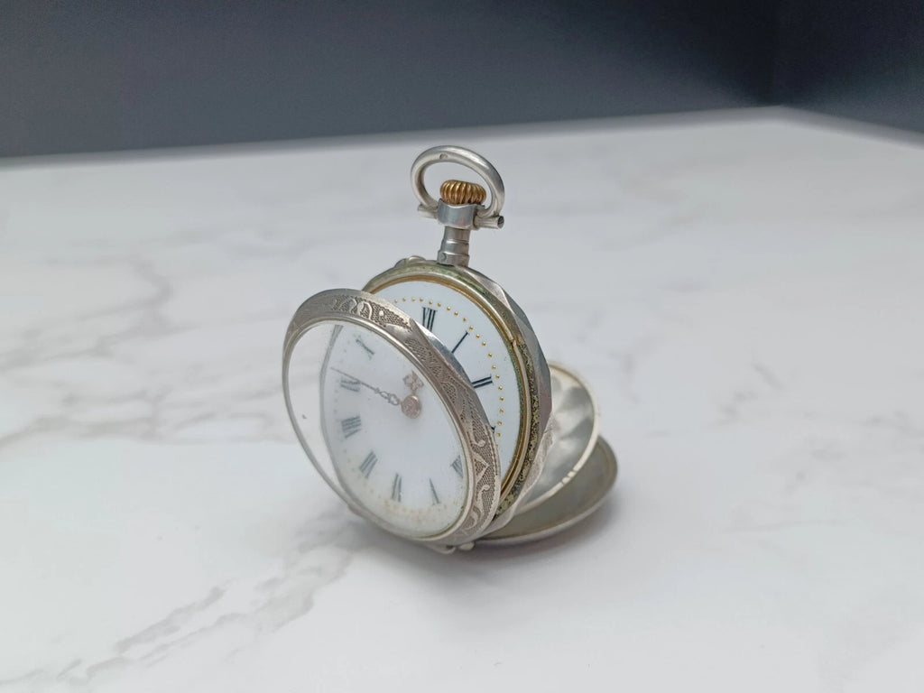 Antike vergoldete Taschenuhr aus massivem Silber