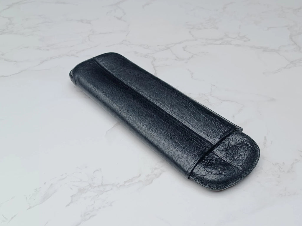 Schönes Vintage Zigarrenetui - Schwarzes Leder - AM10-1581