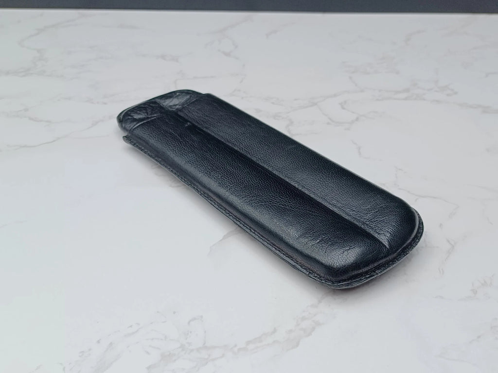 Schönes Vintage Zigarrenetui - Schwarzes Leder - AM10-1581