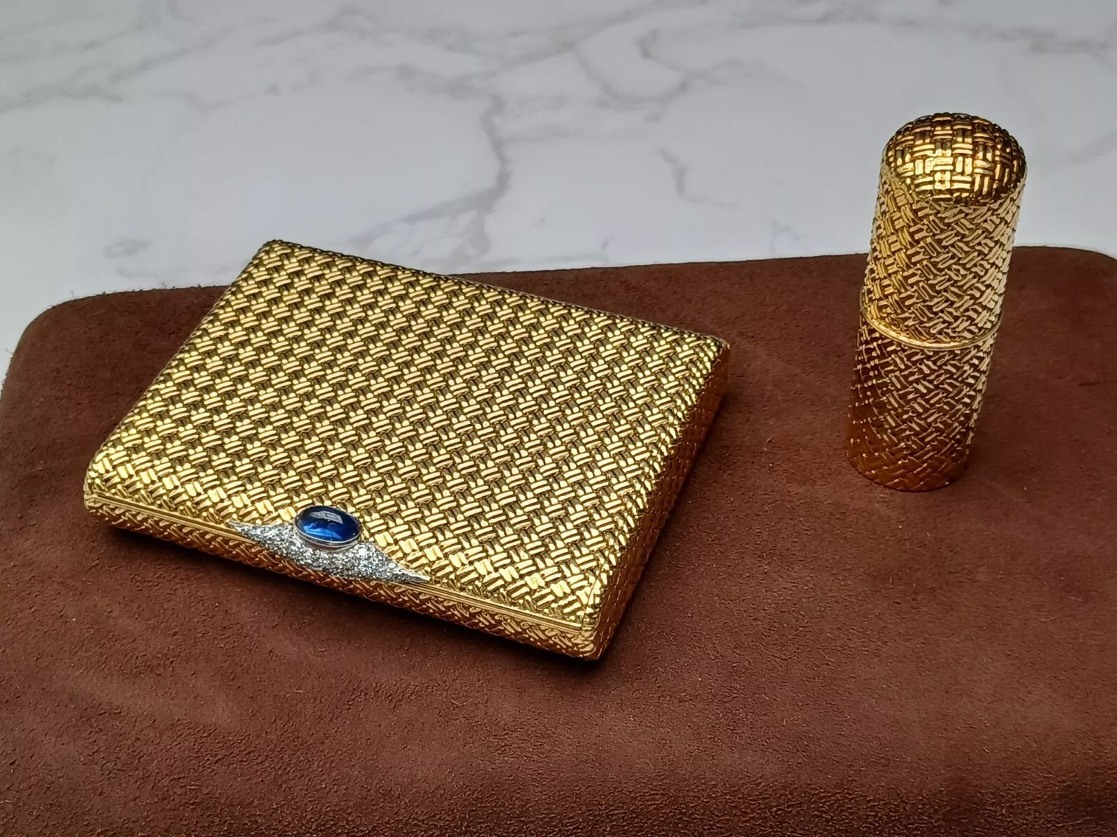 Seltene Van Cleef & Arpels Puderdose & Lippenstifthülle – 18K Gold – 0913CO BD08